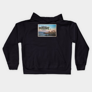 Greetings from Maine - Vintage Travel Postcard Design Kids Hoodie